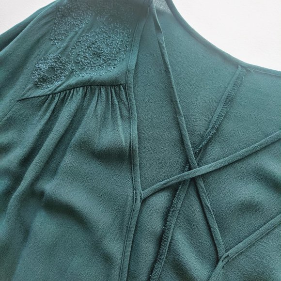 Evergreen Embroidered X Neck Peasant Top Katie K - Picture 8 of 8